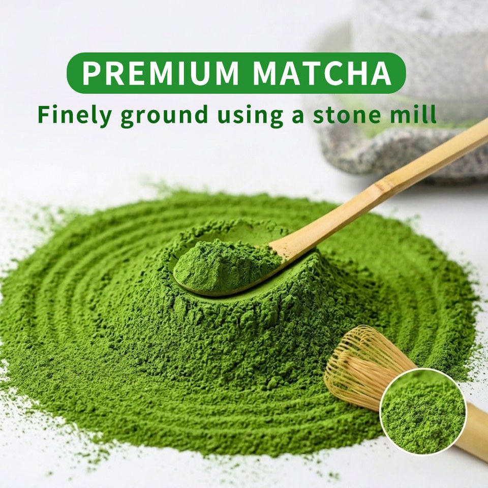Ceremonial grade green matcha powder